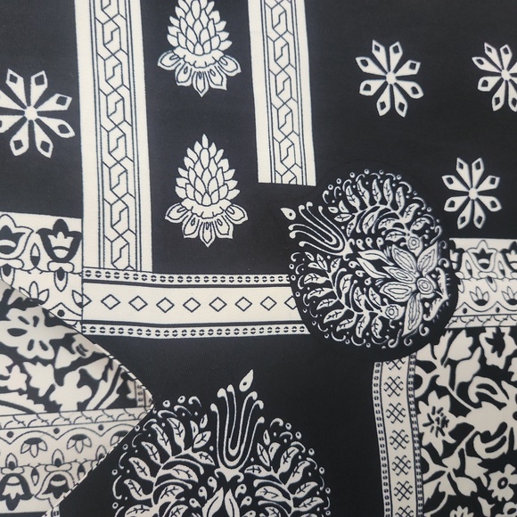 Navy & greyish/beige Short sleeve blouse FUN2FUN sz M - Picture 4 of 6